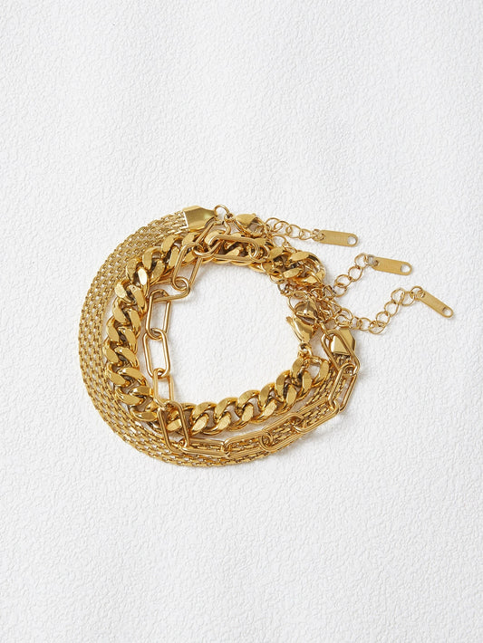 Kit com 3 Pulseiras de Corrente Sofia