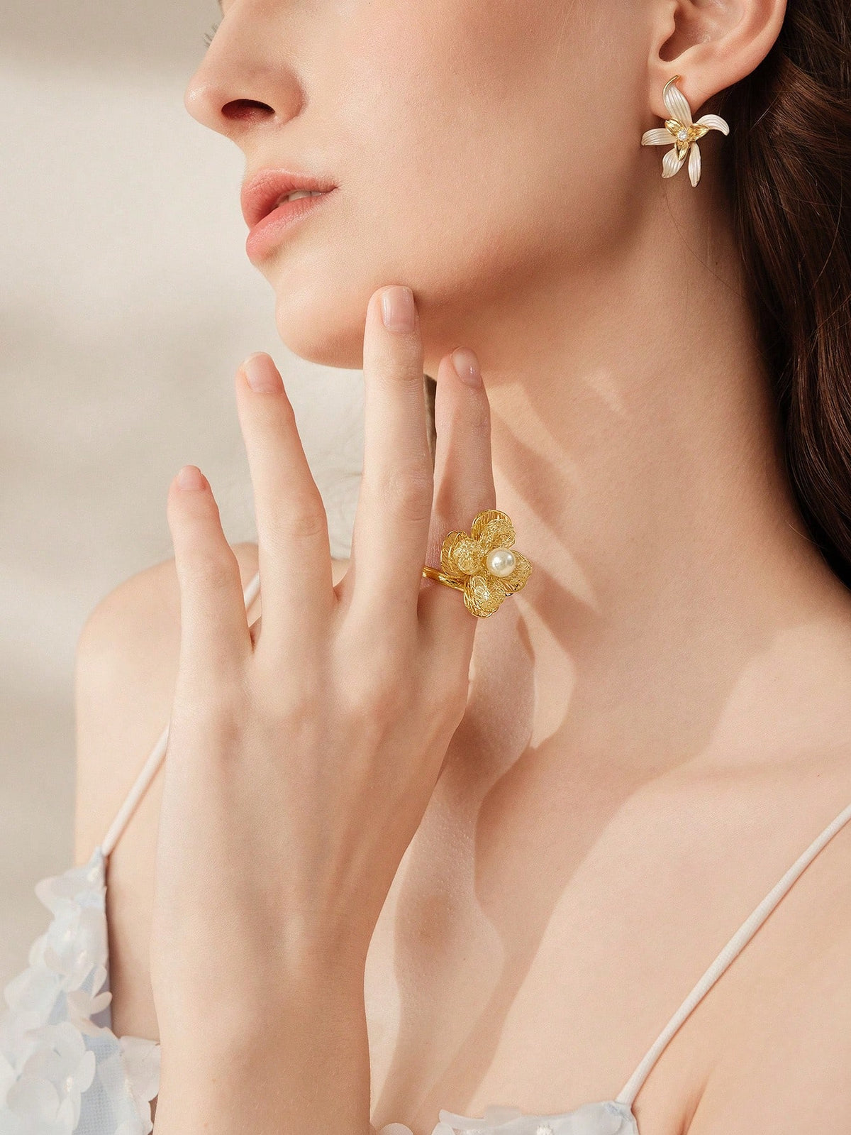 Anel Floral Pérola Amélia