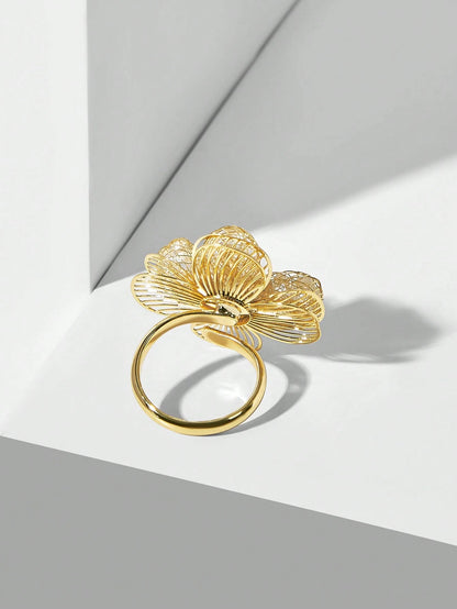 Anel Floral Pérola Amélia