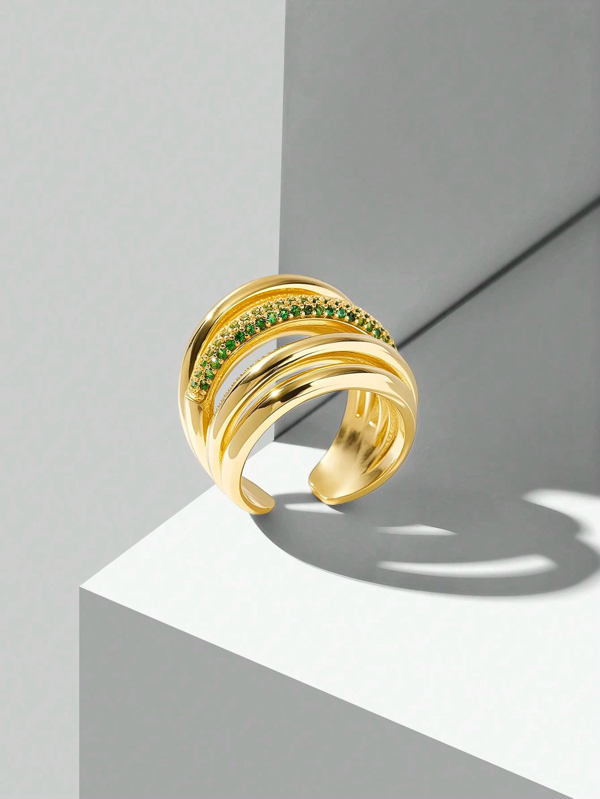 Anel Strass Camadas Aurora