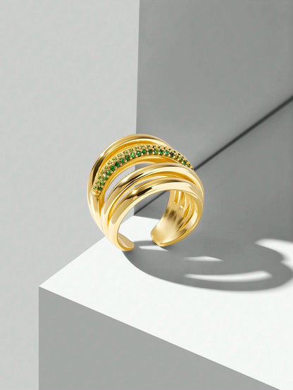 Anel Strass Camadas Aurora