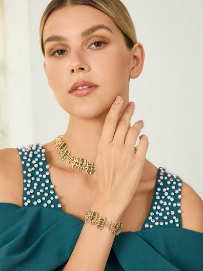 Colar de Strass Esmeralda Alina