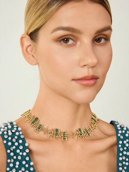 Colar de Strass Esmeralda Alina