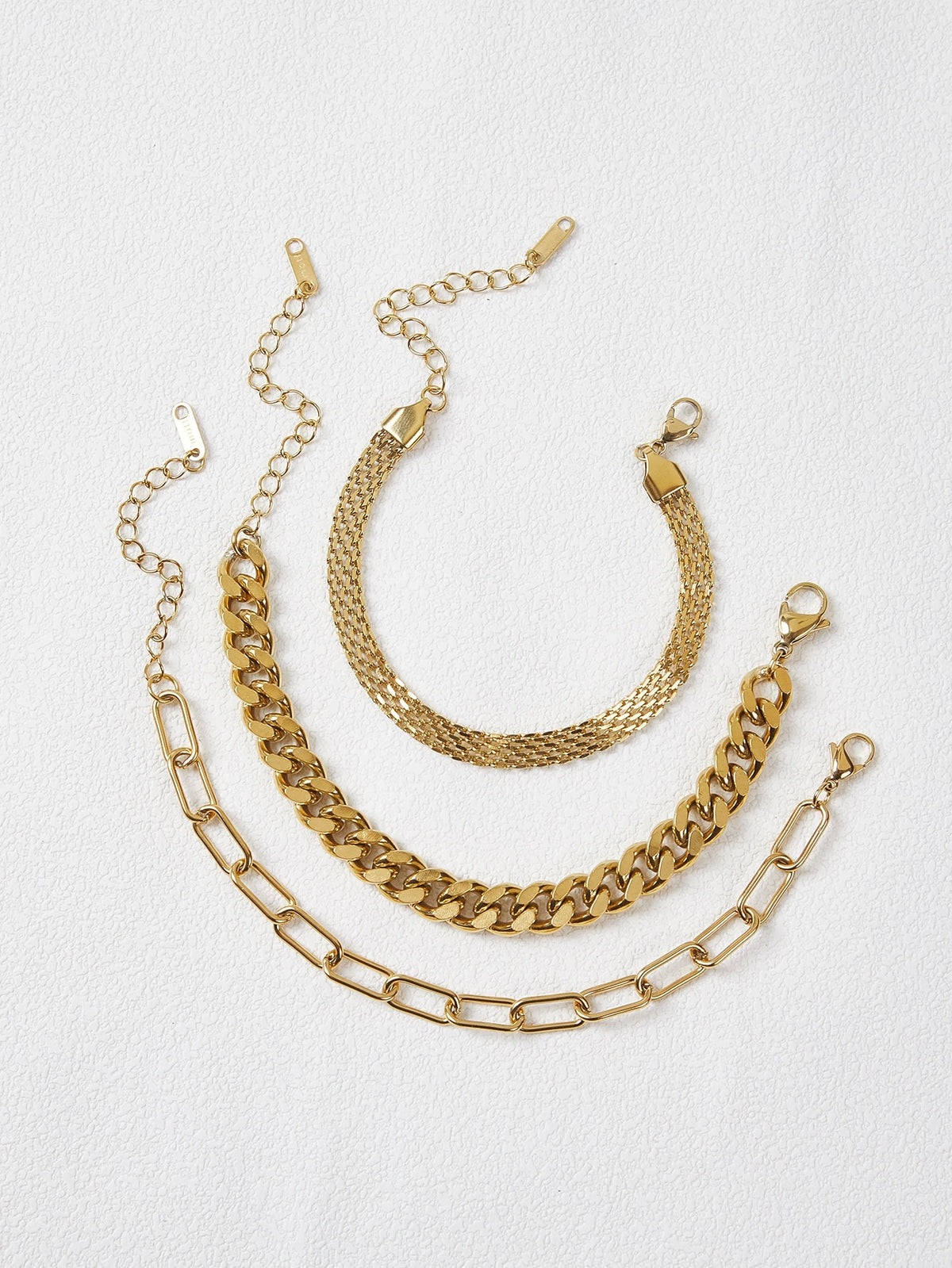Kit com 3 Pulseiras de Corrente Sofia
