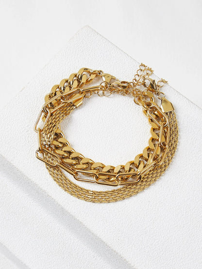Kit com 3 Pulseiras de Corrente Sofia
