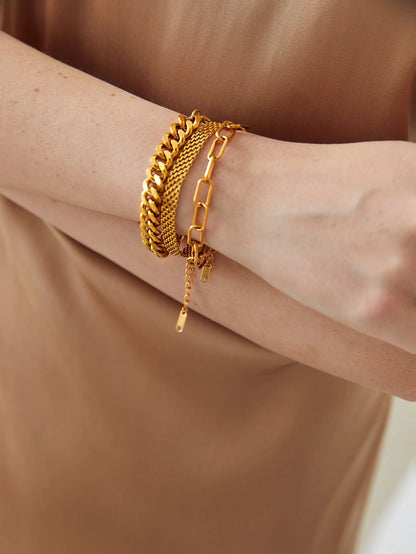 Kit com 3 Pulseiras de Corrente Sofia