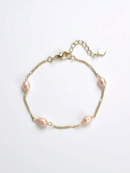 Pulseira Feminina Bianca com Pérola Natural Banhada a Ouro 18K TAINA JOIAS
