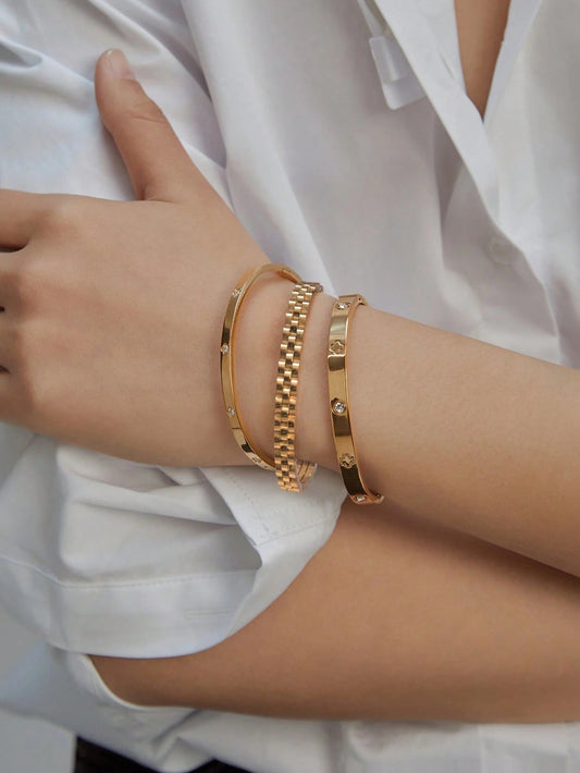 Pulseira Feminina Helena de Trevo Banhada a Ouro 18K TAINA JOIAS