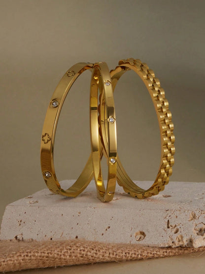 Pulseira Feminina Helena de Trevo Banhada a Ouro 18K TAINA JOIAS